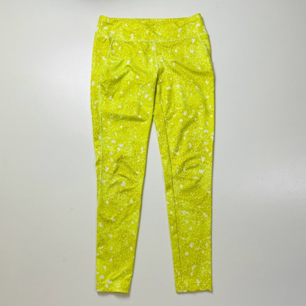 The North Face Legging Neon Chartruse Animal Print Running Workout Yoga Active M